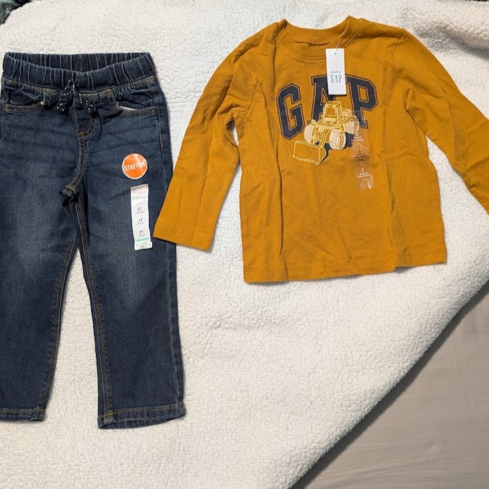 Gap Boys Shirt & Jumping Jacks Stretch Jeans size 2T New with tags!